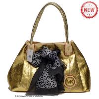 michael kors scarf jacquard groot goud schoudertas Tasjes Kopen 5joj7719